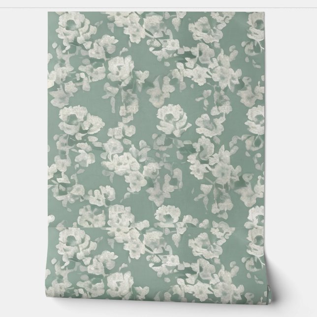 Modern green flower design wallpaper  (Unrolling)