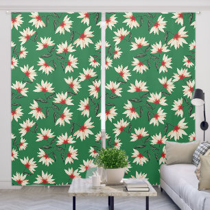 Modern Green Flower Floral Pattern Blackout Curtains