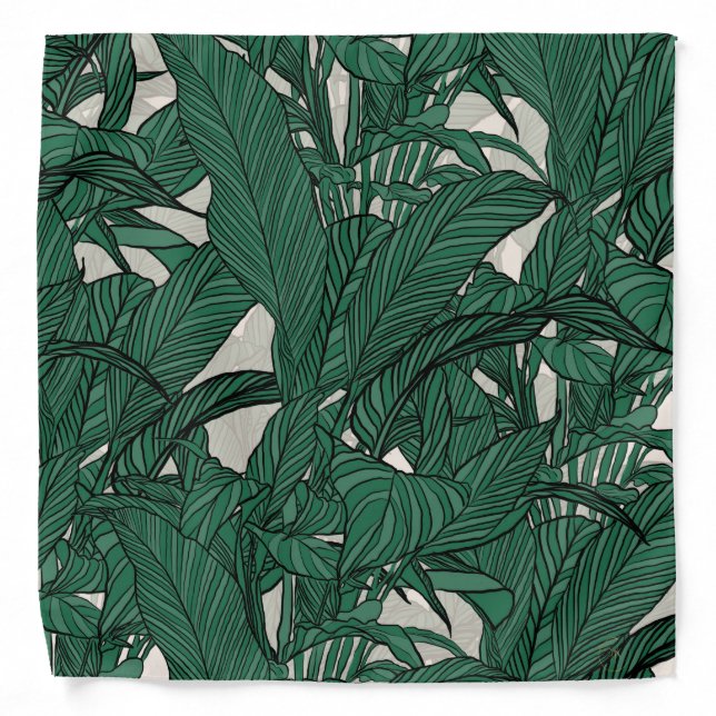 Modern Green foliage plant Botanical design Bandana (Front)