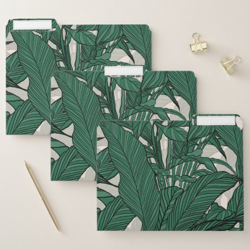Modern Green foliage plant Botanical design File Folder