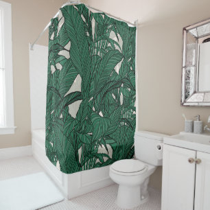 Modern Green foliage plant Botanical design Shower Curtain