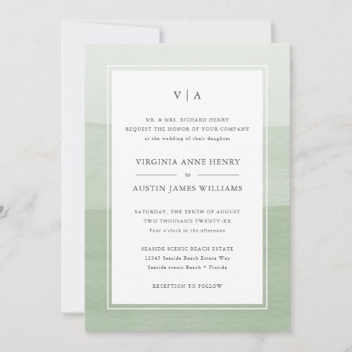 Modern Green Formal Wedding Invitation