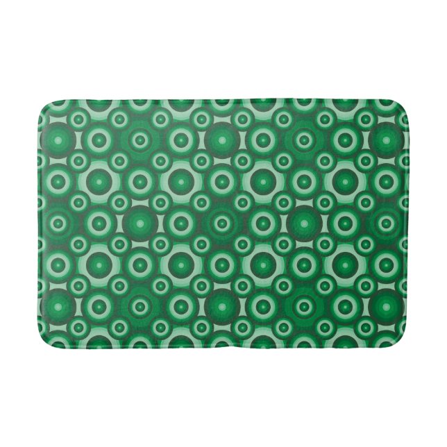 Modern Green Geometric Pattern Bathroom Mat (Front)