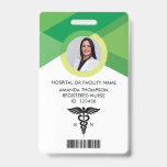 Modern Green Geometric Registered Nurse Photo ID Badge