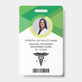 Modern Green Geometric Registered Nurse Photo ID Badge