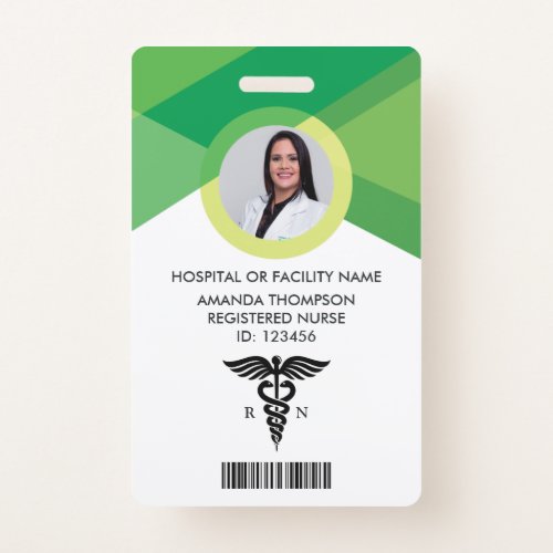 Modern Green Geometric Registered Nurse Photo ID Badge