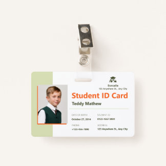Modern Green Geometric Student ID Card Badge