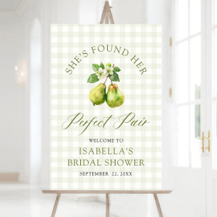 Modern Green Gingham Perfect Pair Bridal Shower Foam Board