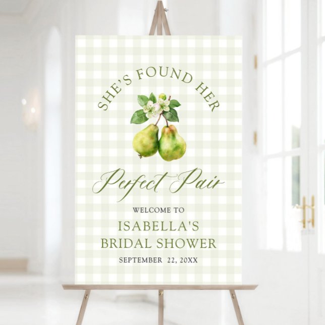 Modern Green Gingham Perfect Pair Bridal Shower Foam Board (Modern Green Gingham Perfect Pair Bridal Shower Welcome Sign )