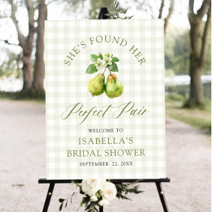 Modern Green Gingham Perfect Pair Bridal Shower Foam Board