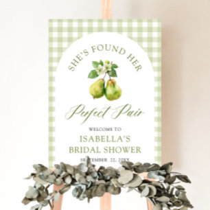 Modern Green Gingham Perfect Pair Bridal Shower Foam Board