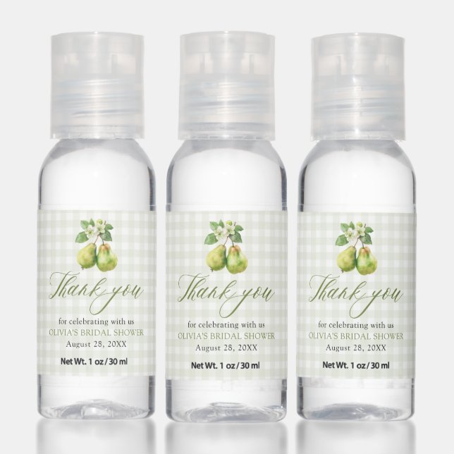 Modern Green Gingham Perfect Pair Bridal Shower Hand Sanitizer (Set)