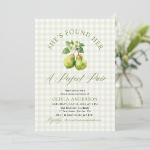 Modern Green Gingham Perfect Pair Bridal Shower Invitation