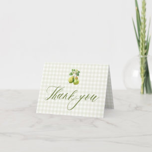 Modern Green Gingham Perfect Pair Bridal Shower Letterpress Thank You Card