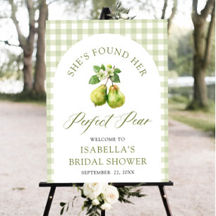 Modern Green Gingham Perfect Pear Bridal Shower Foam Board