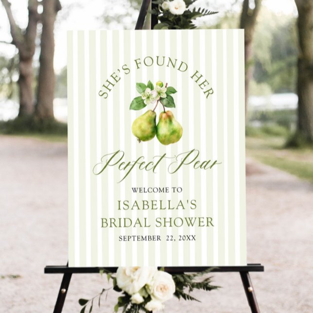 Modern Green Gingham Perfect Pear Bridal Shower Foam Board (Modern Green Gingham Perfect Pear Bridal Shower Welcome Sign)