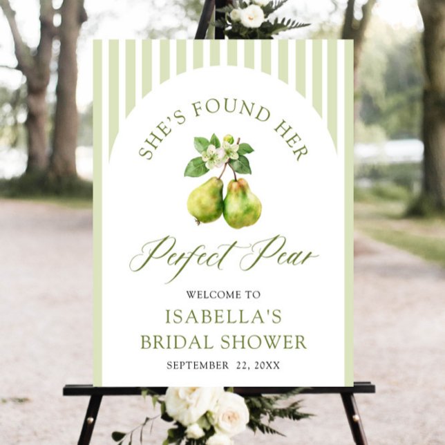 Modern Green Gingham Perfect Pear Bridal Shower Foam Board (Modern Green Gingham Perfect Pear Bridal Shower Sign)