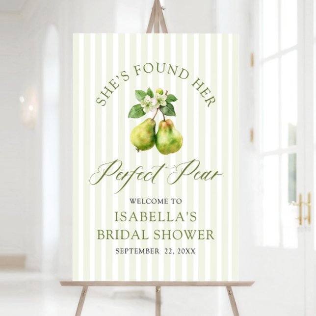 Modern Green Gingham Perfect Pear Bridal Shower Foam Board (Modern Green Gingham Perfect Pear Bridal Shower Welcome Sign)