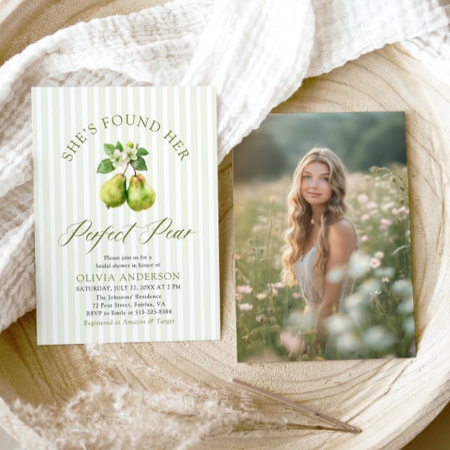 Modern Green Gingham Perfect Pear Bridal Shower Invitation (Modern Green Gingham Perfect Pear Bridal Shower Invitation)