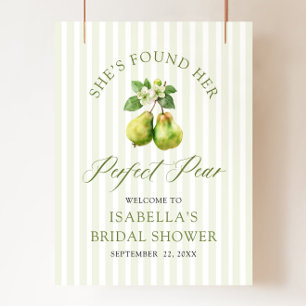 Modern Green Gingham Perfect Pear Bridal Shower Poster