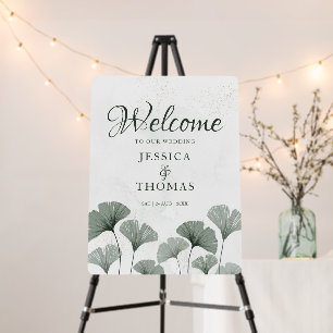 Modern Green Ginkgo leaf Watercolor Wedding Foam Board