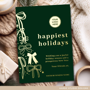 Modern Green Gold Business Christmas Holiday Card