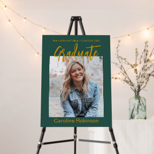 Modern Green Gold Calligraphy Photo Graduation Foam Board