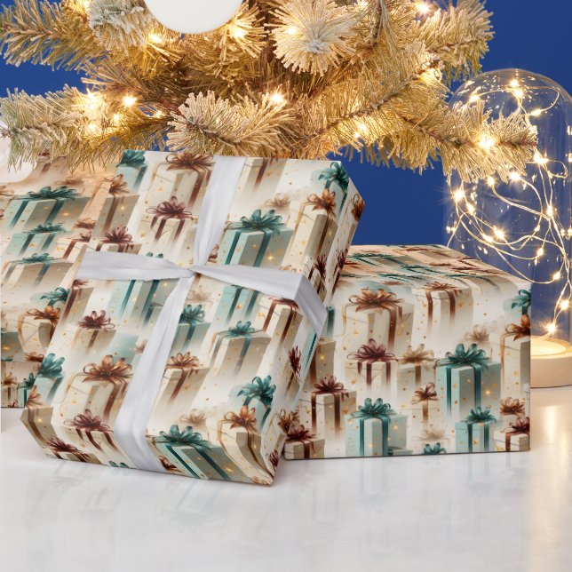  Modern Green & Gold Christmas Festive Gifts Wrapping Paper (Holidays)
