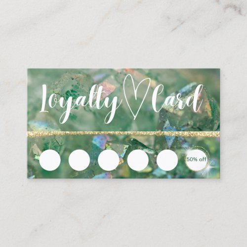 Modern Green  Gold Crystal Customer Loyalty Card