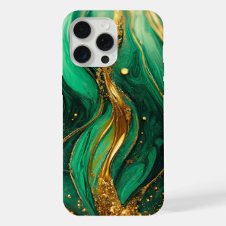 Modern Green Gold Elegant Marble iPhone 15 Pro Max Case