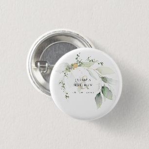 Modern Green & Gold Eucalyptus Button