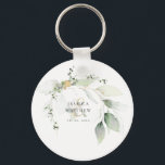 Modern Green & Gold Eucalyptus   Keychain<br><div class="desc">A very modern watercolor wedding design featuring stunning eucalyptus foliage greenery accented with soft gold-painted leaves. Easily customize with your information of choice.</div>