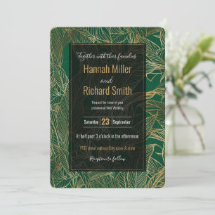 Modern Green Gold Foliage Plant Botanical Design