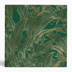 Modern Green Gold Foliage Plant Botanical Design 3 Ring Binder