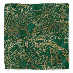 Modern Green Gold Foliage Plant Botanical Design Bandana