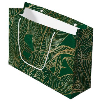 Modern Green Gold Foliage Plant Botanical Design Large Gift Bag by InovArtS at Zazzle