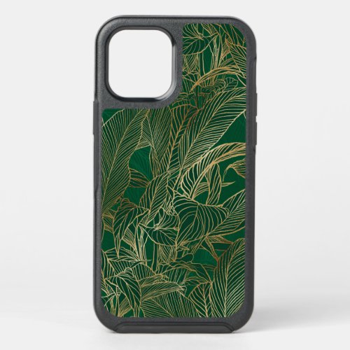 Modern Green Gold Foliage Plant Botanical Design OtterBox Symmetry iPhone 12 Pro Case