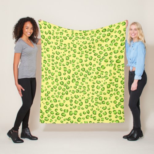 Modern Green Gold Leopard Animal Print Pattern Fleece Blanket