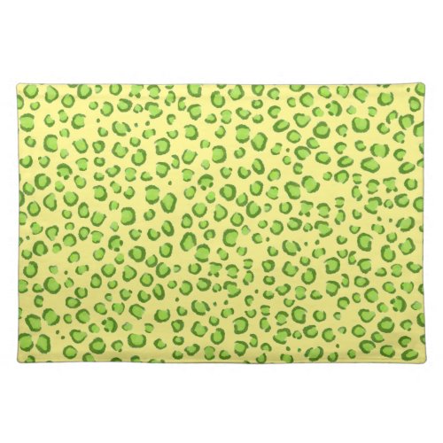 Modern Green Gold Leopard Pattern Animal Print Cloth Placemat