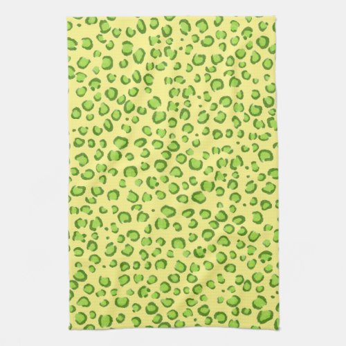 Modern Green Gold Leopard Pattern Animal Print Kitchen Towel