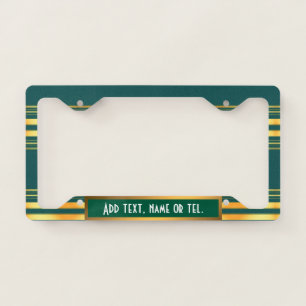 Modern Green Gold Luxury Linen Texture Collection License Plate Frame