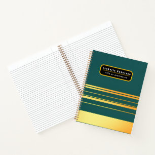 Modern Green Gold Luxury Linen Texture Collection Notebook