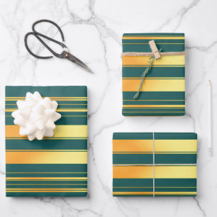 Modern Green Gold Luxury Linen Texture Collection Wrapping Paper Sheets
