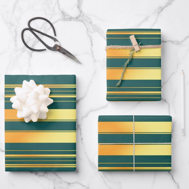 Modern Green Gold Luxury Linen Texture Collection Wrapping Paper Sheets (Front)