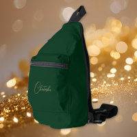 Modern Green Gold Monogram Mens Womens Kids Travel