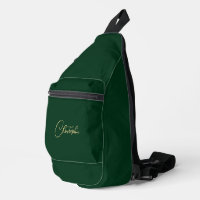 Modern Green Gold Monogram Mens Womens Kids Travel