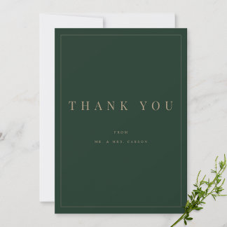 Modern Green & Gold Personalized Thank you Card