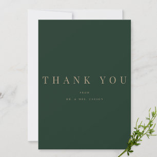 Modern Green & Gold Personalized Thank you Card