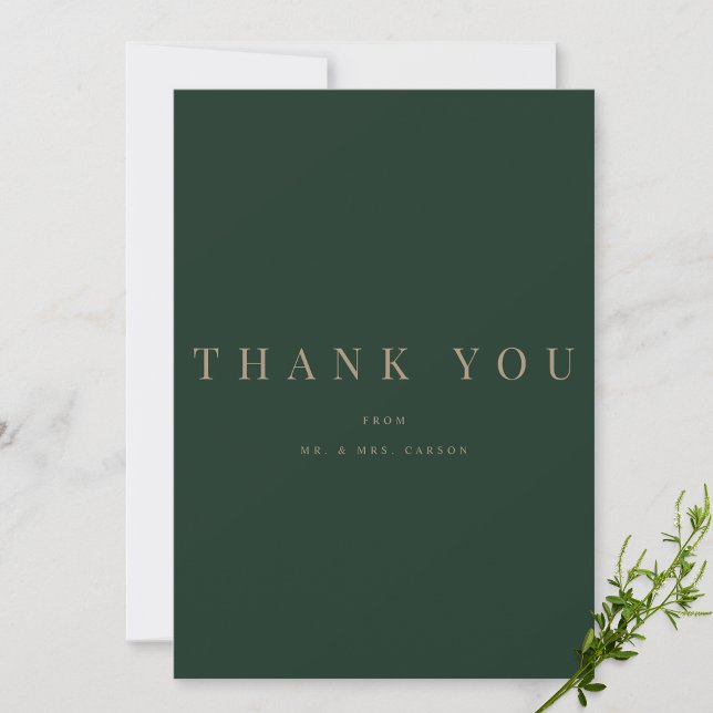 Modern Green & Gold Personalized Thank you Card (Creator Uploaded)