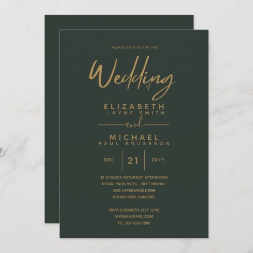 Modern Green Gold Premium Wedding Invites